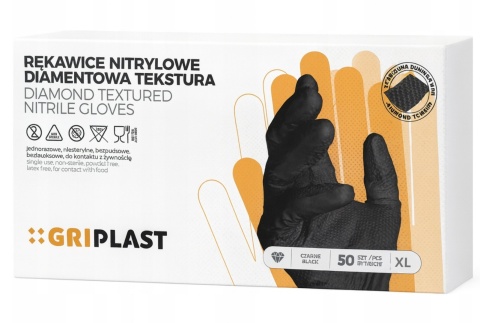 Rękawiczki nitrylowe czarne rękawice kosmetyczne gastronomiczne MOCNE XL