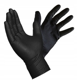 Rękawiczki nitrylowe diamentowa tekstura czarne M 50 szt