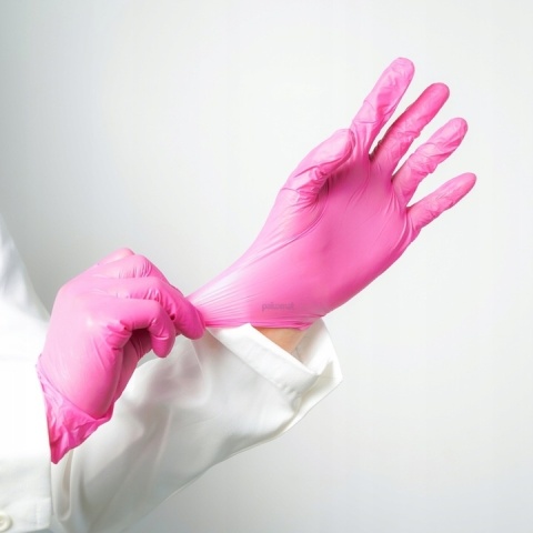 rękawiczki nitrylowe różowe