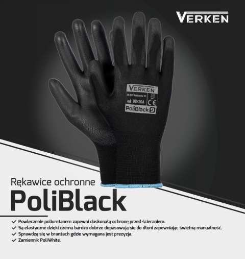 Rękawiczki robocze PoliBlack